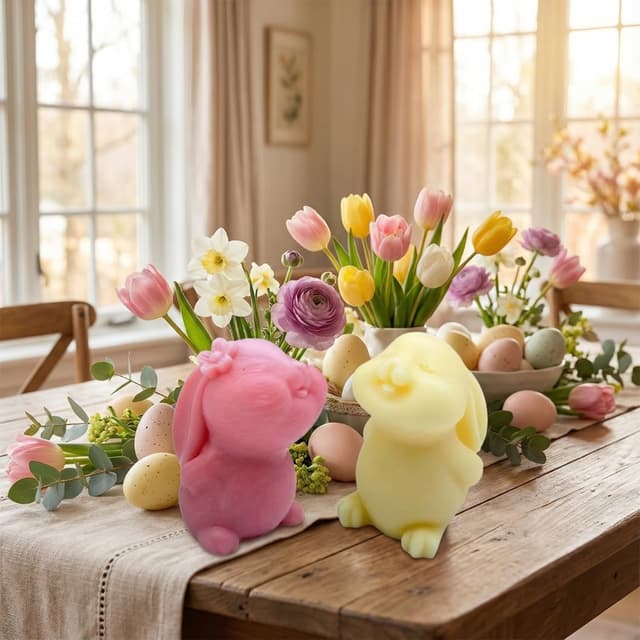 Thumbnail 6 de Moule à bougie en silicone Lapin de Pâques 3D – lot de 2 moules lapins