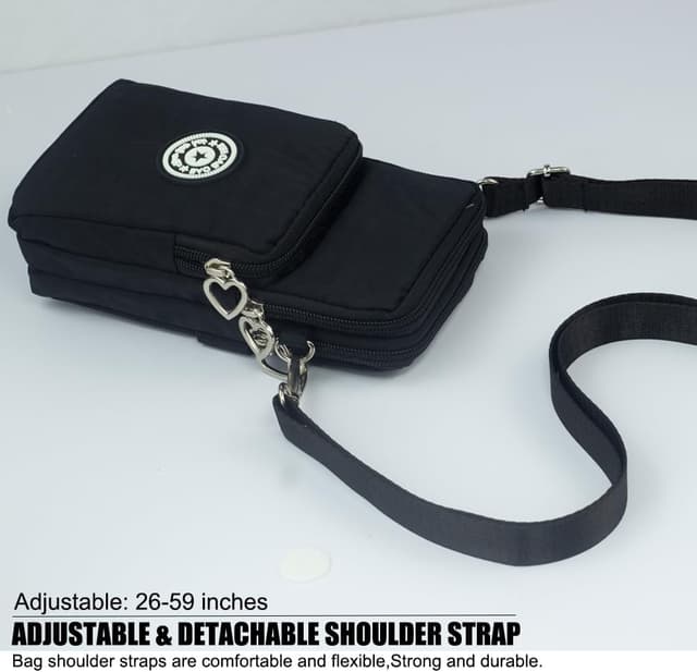 Detalle de DuoLmi kleine Umhängetasche für Damen (Nylon) – Crossbody Handytasche 20 × 10 × 5 cm