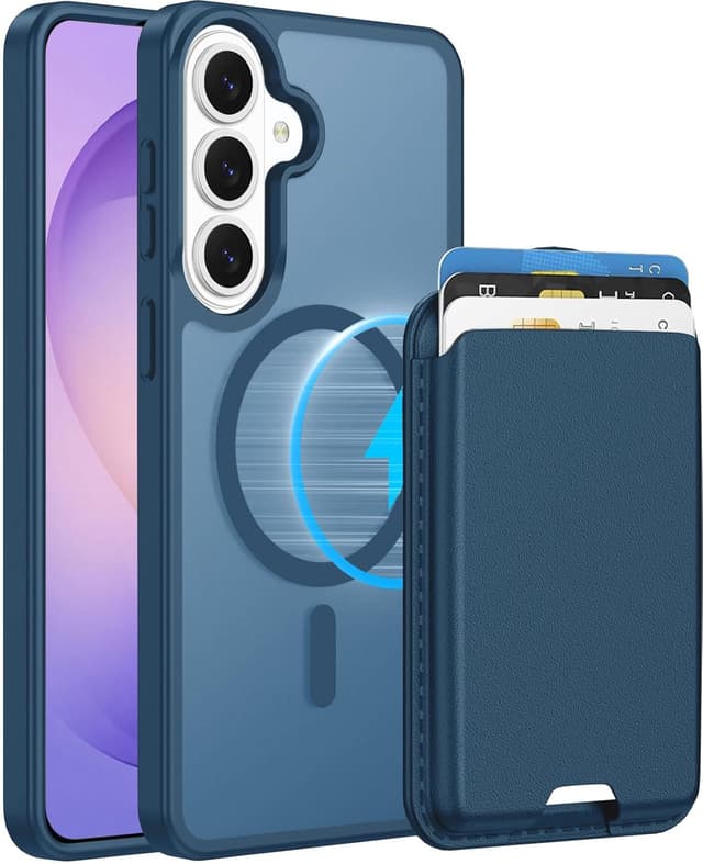 Thumbnail 6 de Ntwinro Magnetic Case for Galaxy S25 Plus / S24 Plus with Detachable Card Holder, Slim Shockproof Wallet Case (Deep Blue)