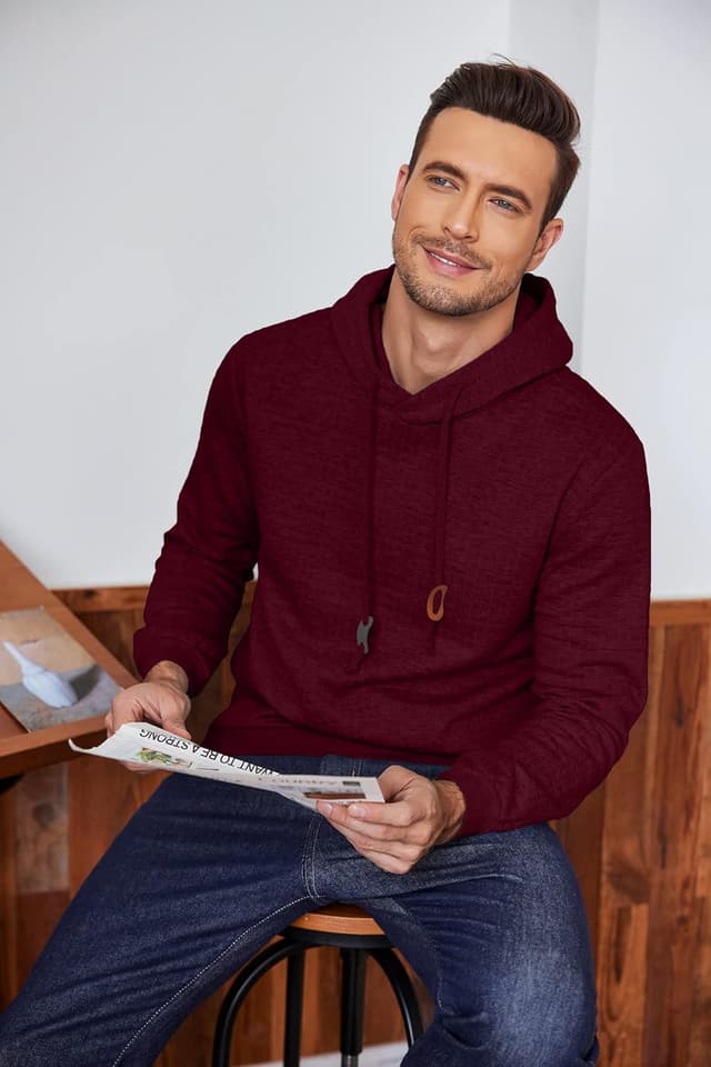 Detalle de COOFANDY felpa da uomo con cappuccio jacquard a quadri e coulisse regolabile