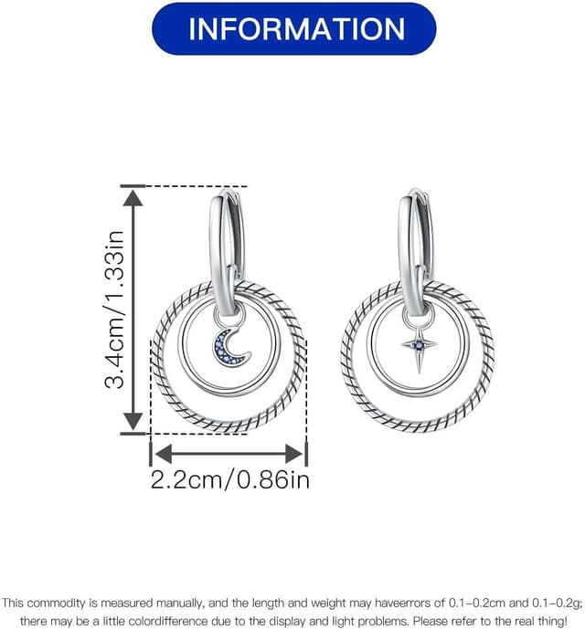 Detalle 2 de Cycuff 925 Sterling Silver Hoop Earrings with Colourful Cubic Zirconia