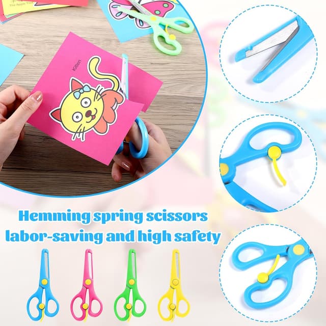 Detalle de 4 Pcs Kids Scissors 93 Paper-Cuts, Safety Edge ✂