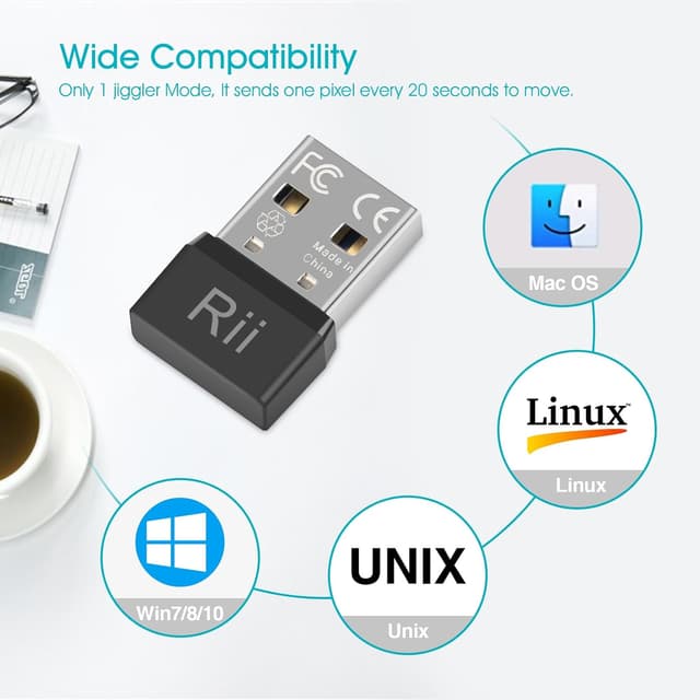 Detalle de (2-Pack) Mouse Jiggler USB Plug and Play – Undetectable mouse mover for PC, laptop and meetings