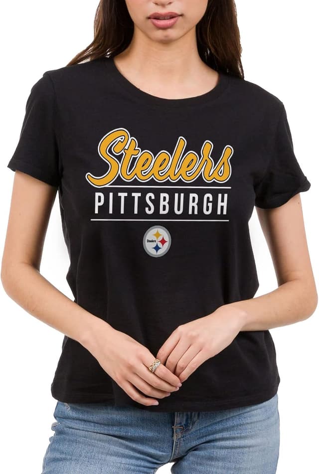 Detalle de Junk Food NFL Women’s NFL Fan Favorite T-Shirt (Pittsburgh Steelers) – Short Sleeve Cotton Tee