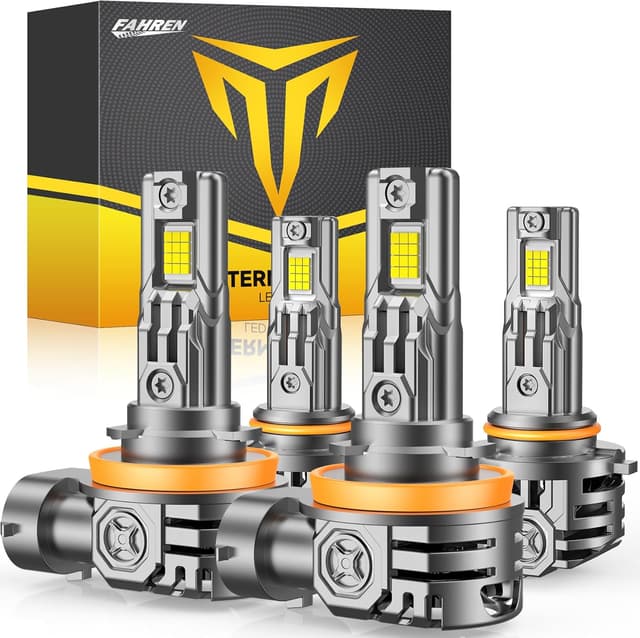 Detalle de FAHREN H11 9005 LED Bulbs Combo (H9/H8/HB3) — 6500K Cool White, No-Polarity Plug N Play, Pack of 4