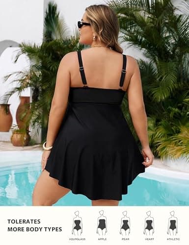 Detalle 2 de Hanna Nikole Damen Badeanzug große Größen mit Bauchweg-Effekt, Push-up & integriertem Badeshorts