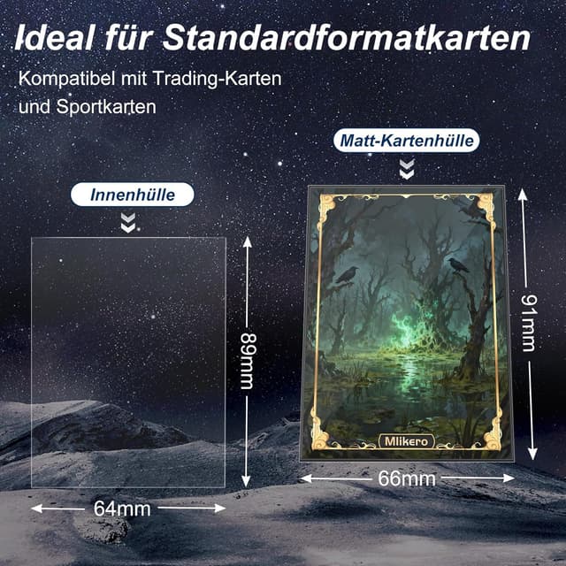 Detalle 2 de Mlikero 600 Kartenhüllen für Doppelhüllen – Innenhüllen für 64 x 89 mm (MTG, TCG, Fußballkarten & Sportkarten)