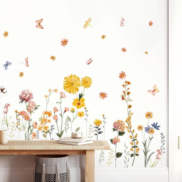 Thumbnail 4 de HPNIUB Wandaufkleber Gelbe Blume Wandtattoo