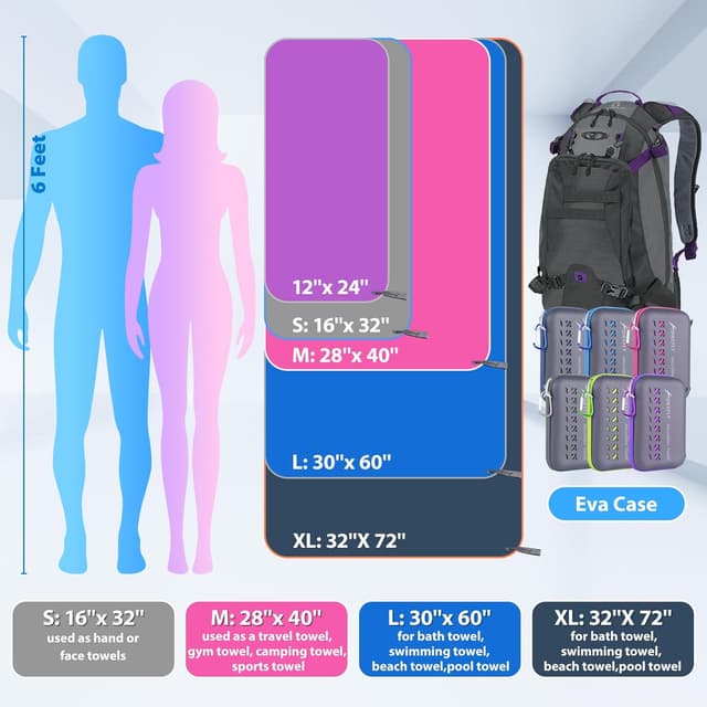 Detalle de SHEEFLY Microfibre Travel Quick Dry Towel (XL 182cm x 81cm + 30cm x 60cm) – Navy Blue