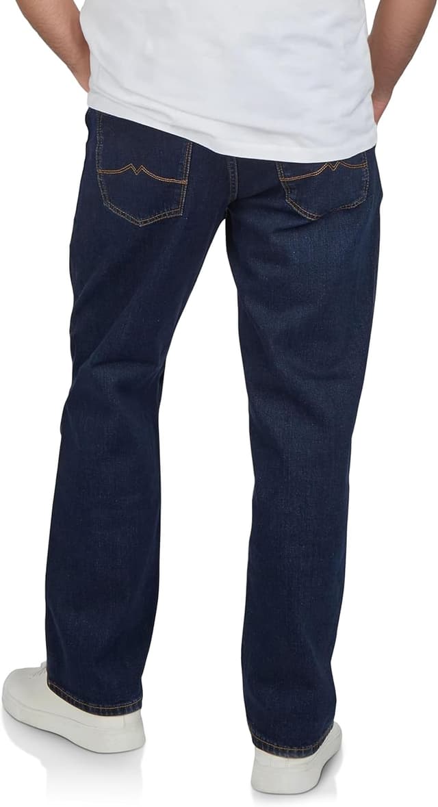 Detalle de Mustang Herren Stretch-Jeans „Oregon“ Bootcut (Schwarz/Blau) – bequem mit normalem Bund