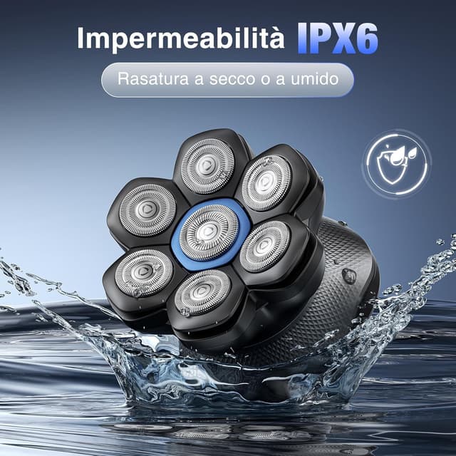 Detalle de kensen Rasoio Testa Calva Uomo Zero Assoluto 2 Velocità 7D Impermeabile IPX6 Cordless con Display LED e USB-C