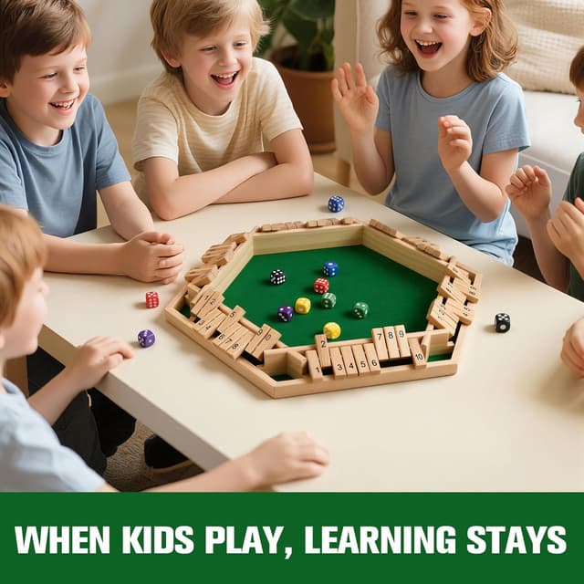 Detalle de Havnidy Shut the Box : jeu de dés classique en bois pour 6 joueurs