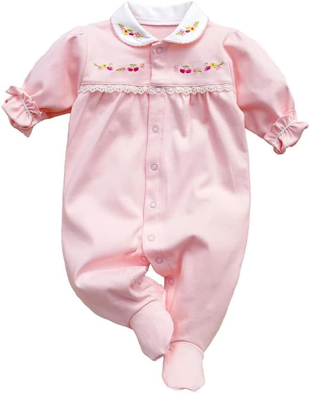 Detalle de KIDDLETOWN Baby Clothes Long Sleeve Romper (Organic Cotton) – cartoon footed bodysuit for 6–9 months