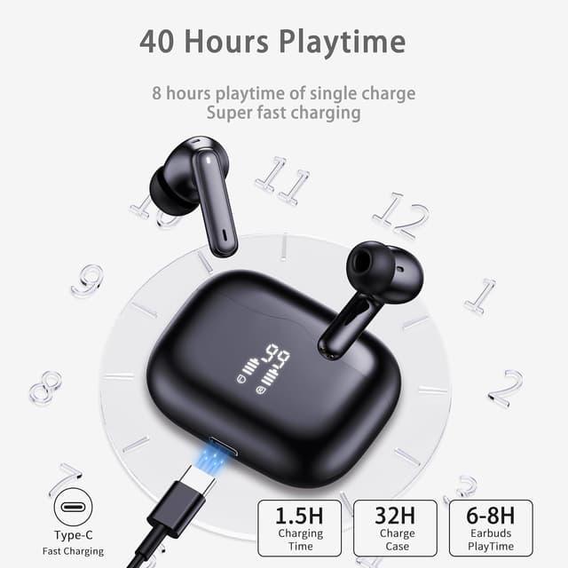 Detalle 2 de xinwld 2026 Wireless Earbuds with Bluetooth 5.4, 4 ENC Mic and 40H Battery