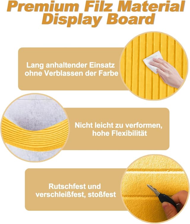 Detalle 1 de Filz Pinnwand 80x40 cm selbstklebend, gelb