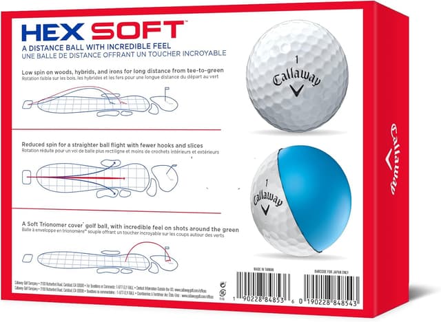 Detalle 2 de Callaway HEX Soft Golf Balls (White) — distance-focused with low-compression feel