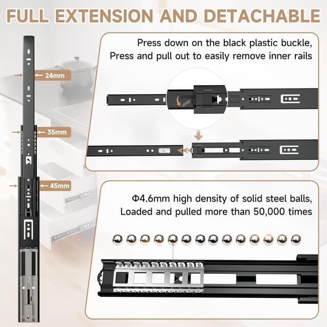 Detalle 2 de AOLISHENG push open drawer slides 500mm