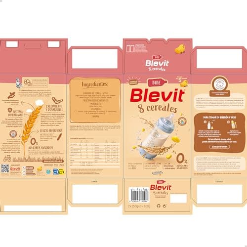 Thumbnail 7 de Blevit Bibe 8 Cereales (500 g) – Papilla de 8 cereales desde los 5 meses con 14 vitaminas y minerales
