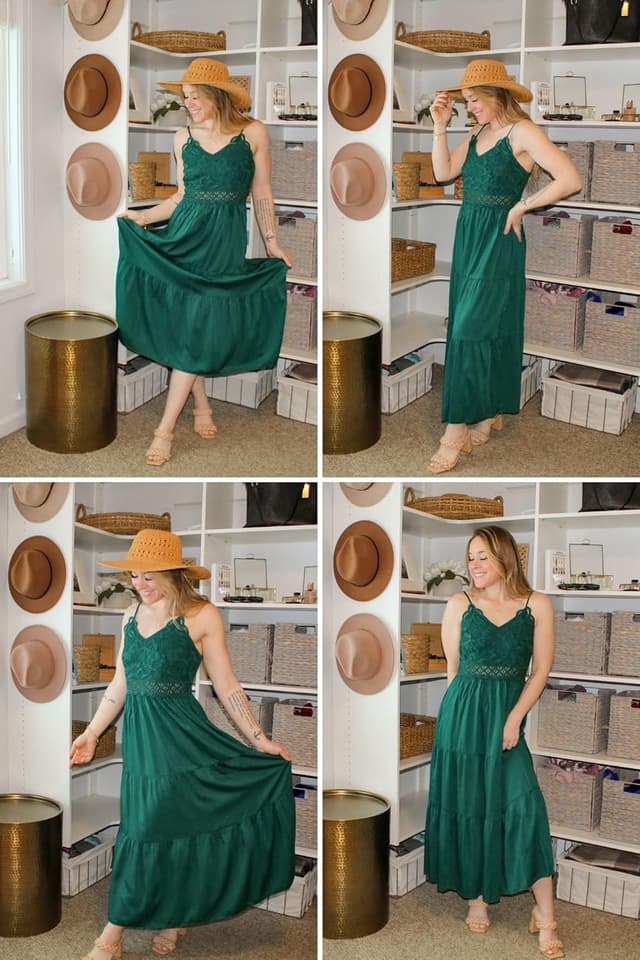 Detalle de Dokuritu Women’s Beach Crochet Lace Maxi Dress (Spaghetti Strap, Solid Color)