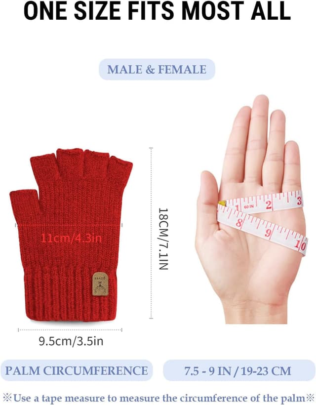 Thumbnail 3 de JUNRUI Guanti Mezzi Dita Invernali Caldi