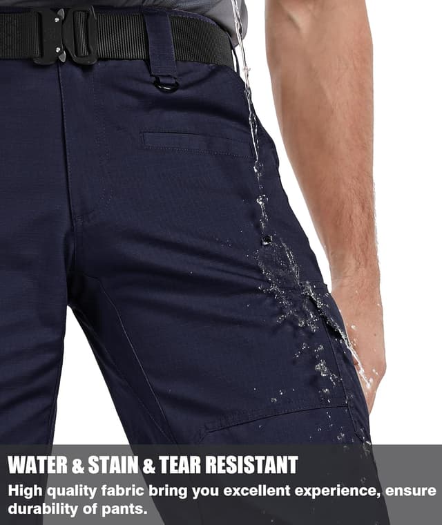 Detalle 2 de Zoofly Men’s Ripstop Water-Resistant Cargo Pants (Tactical Hiking Work Pants, No Belt)