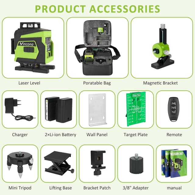 Thumbnail 4 de Vincona Kreuzlinienlaser Grün 4 x 360°