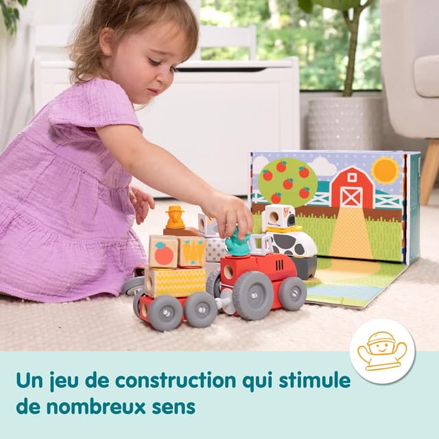 Detalle de Melissa & Doug Blockables à emboîter – À la ferme, coffret de 56 blocs en bois FSC