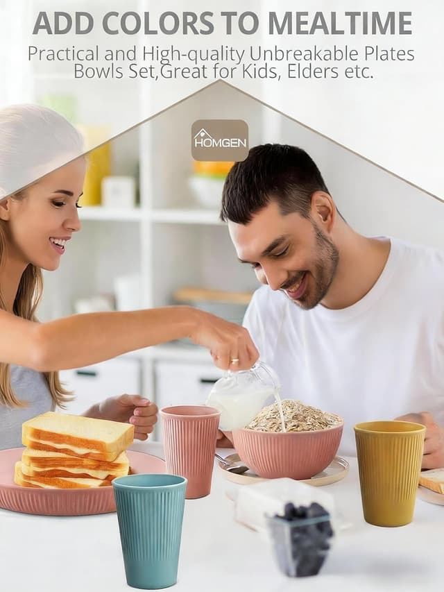 Thumbnail 5 de HOMGEN 12Pcs Plastic Plates and Bowls set — reusable party crockery 🍽