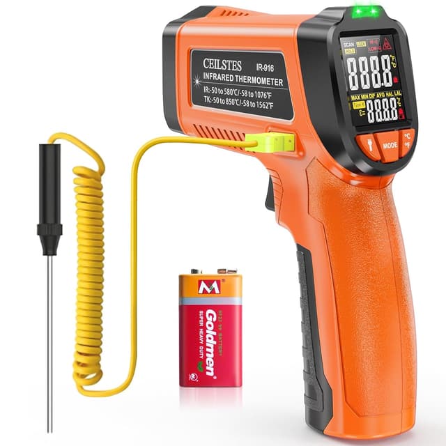 Detalle de CEILSTES Infrared Thermometer Gun (Non-Contact Laser) — -58°F to 1076°F with Adjustable Emissivity