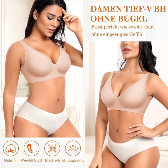 Detalle 1 de Ganado Damen BH V-Ausschnitt ohne Bügel