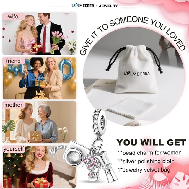 Thumbnail 6 de LMLMECREA Charms Anhänger aus 925 Sterling Silber – schlichter Charm für europäische Armbänder