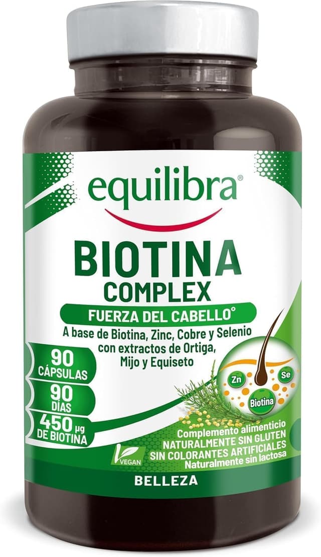 Detalle de Equilibra Biotina Complex 💊 para Cabello y Uñas, 90 Cápsulas