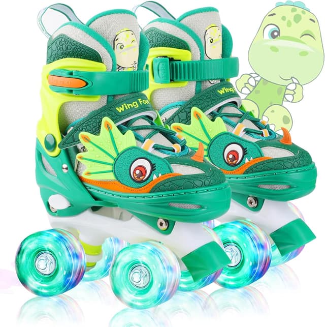 Imagen de WESKIFAN Dinosaurio Patines para Niños Patines 4 Ruedas Ajustables en OfertitasTOP