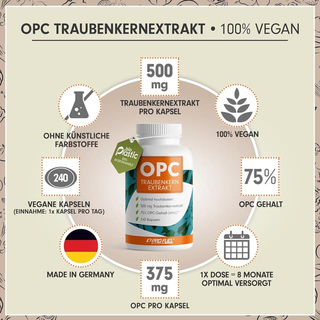 Detalle 2 de OPC Traubenkernextrakt 240 Kapseln — 75% OPC