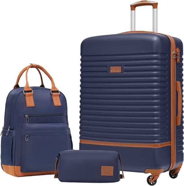 Detalle de Set de valises COOLIFE 3 pièces (grande) avec serrure TSA, roulettes 360° et accessoires de voyage