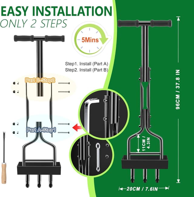 Thumbnail 4 de EEIEER Lawn Aerator Hollow Tine