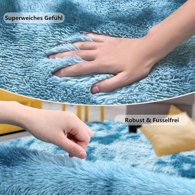 Thumbnail 2 de SOANNY Alfombra de Pelo Largo 160x230 Azul Oscuro