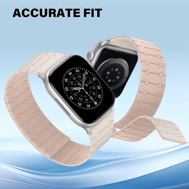 Detalle 2 de Sixmoat Double Sided Magnetic Straps for Apple Watch (Starlight-Pink) – Soft Silicone Fit for 42/41/40/38mm
