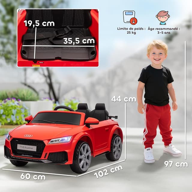 Thumbnail 6 de HOMCOM Audi TT RS 12 V pour enfant — voiture électrique 2,4 GHz, effets sonores et lumineux