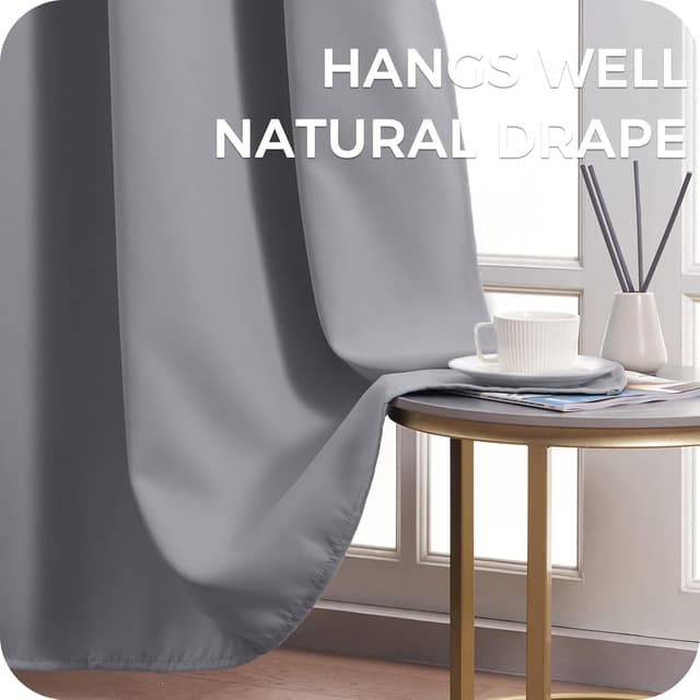 Detalle de MRTREES Rideau occultant thermique en polyester, gris clair, 140×225 cm (lot de 2, œillets)