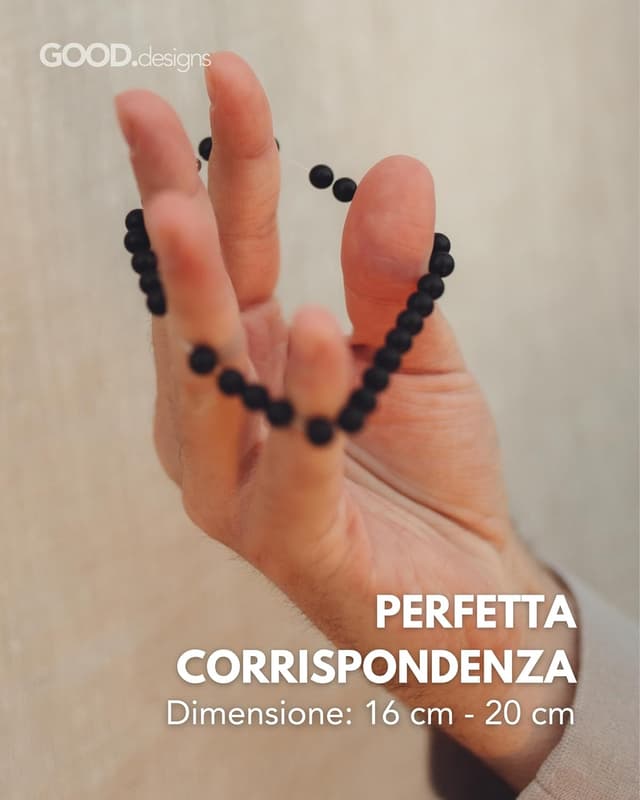 Detalle de GD GOOD.designs Bracciale con Iniziale I in onice nero su elastico (unisex)