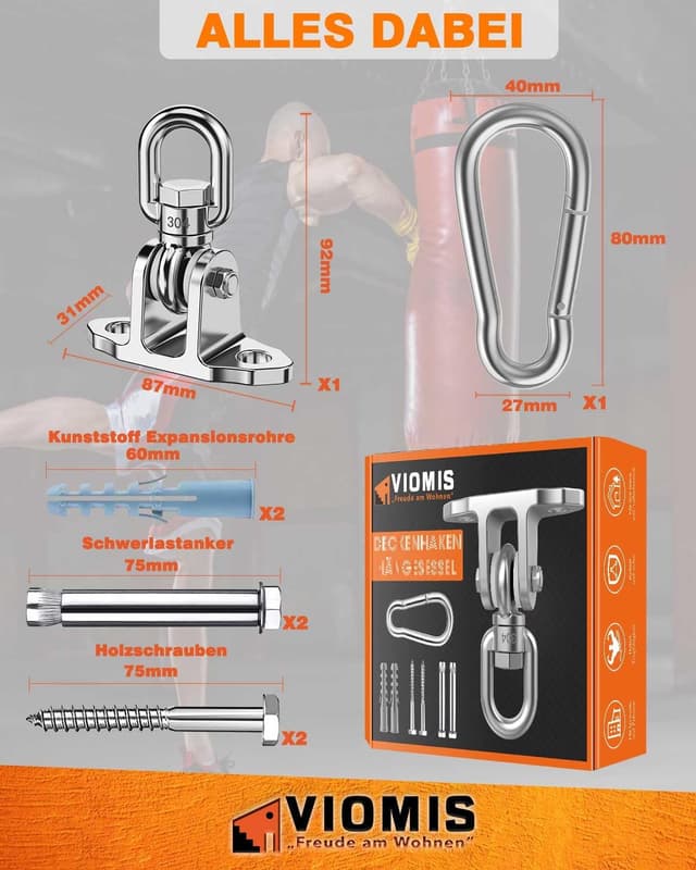 Thumbnail 5 de Viomis 360° Schaukelhaken aus Edelstahl 450 kg