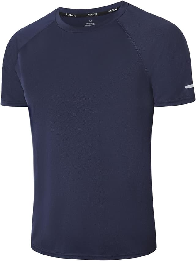 Detalle de Mens Gym Athletic Quick-Dry Sports T-Shirts with Moisture Wicking & Reflective Stripe