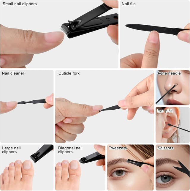 Detalle de Terulltase 10-Piece Men’s Manicure Set Stainless Steel Nail Clipper Kit