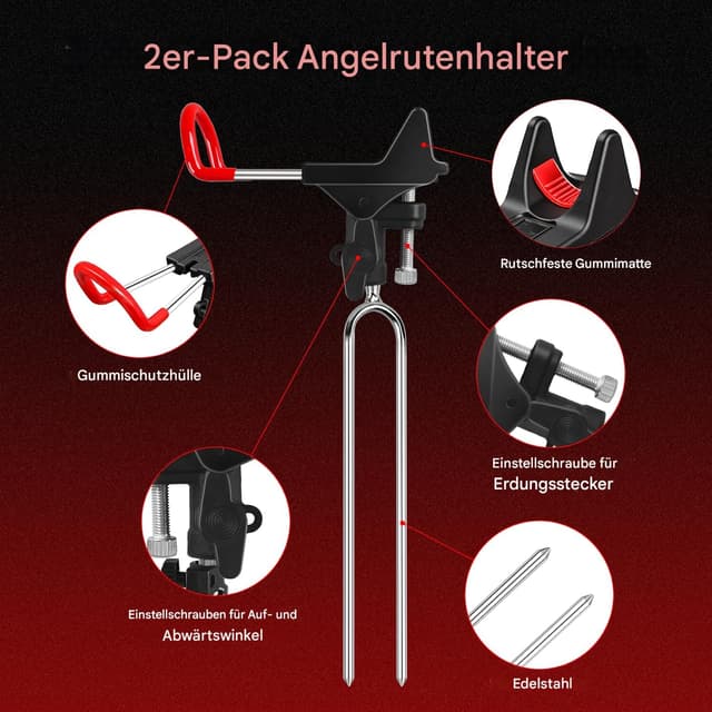 Detalle de Leeko Rutenhalter 2er Set, 360° verstellbar