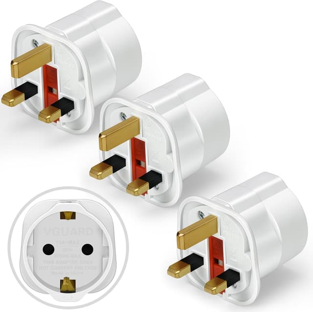Detalle de VGUARD European to UK Plug Adapter 3 Pack 13A