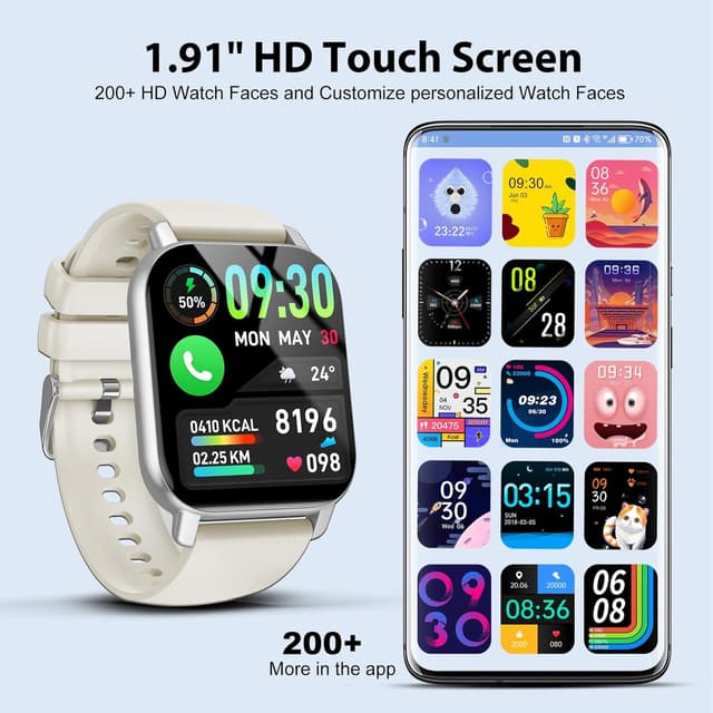 Detalle de WeurGhy Y6 Smart Watch for Men & Women with Answer Dial Calling, 1.91" Bluetooth 5.4