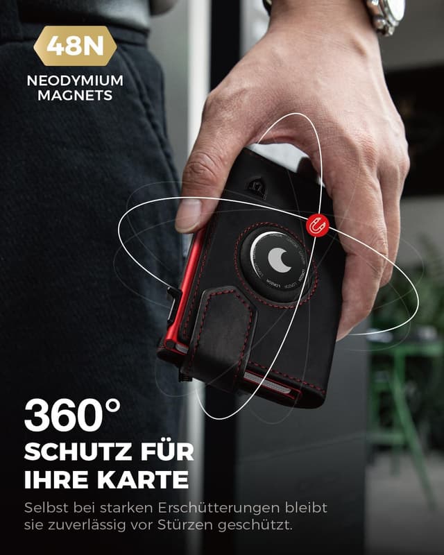 Detalle 2 de LORZOR Airtag Wallet Slim Rot 10 Karten