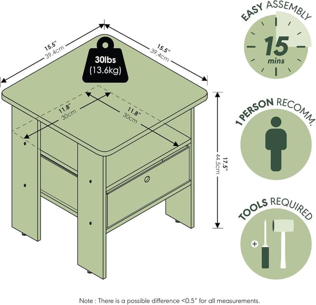 Thumbnail 2 de Furinno ANDREY Side Table 15.5in