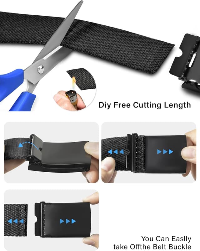 Detalle 2 de LXMY men’s adjustable canvas work belt with metal buckle (no holes)